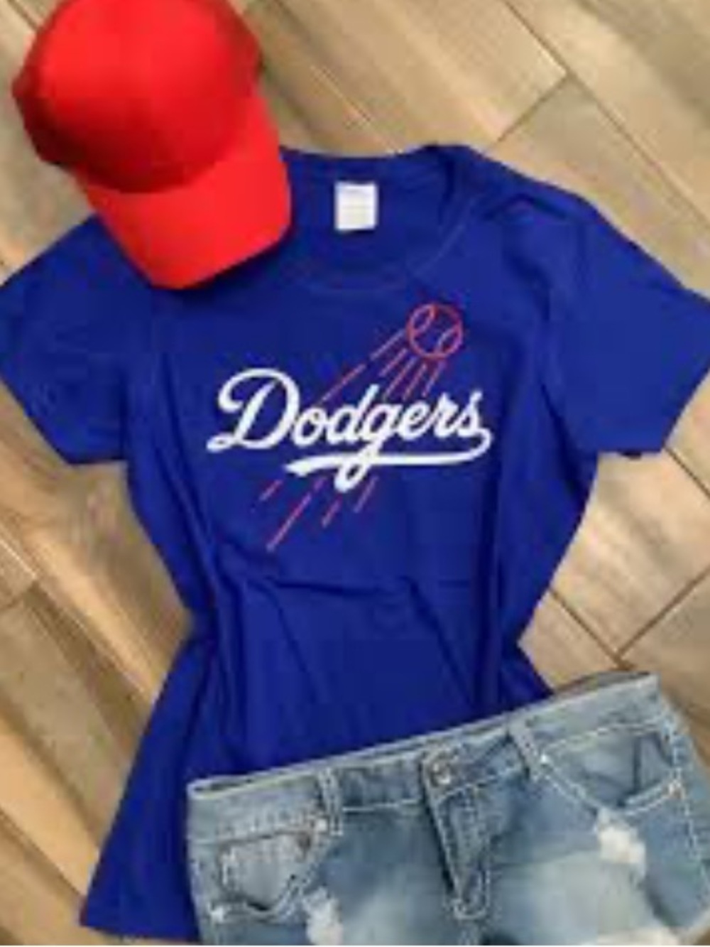 5th & Ocean Royal Blue Dodgers Short Sleeve Tee with Red Accent